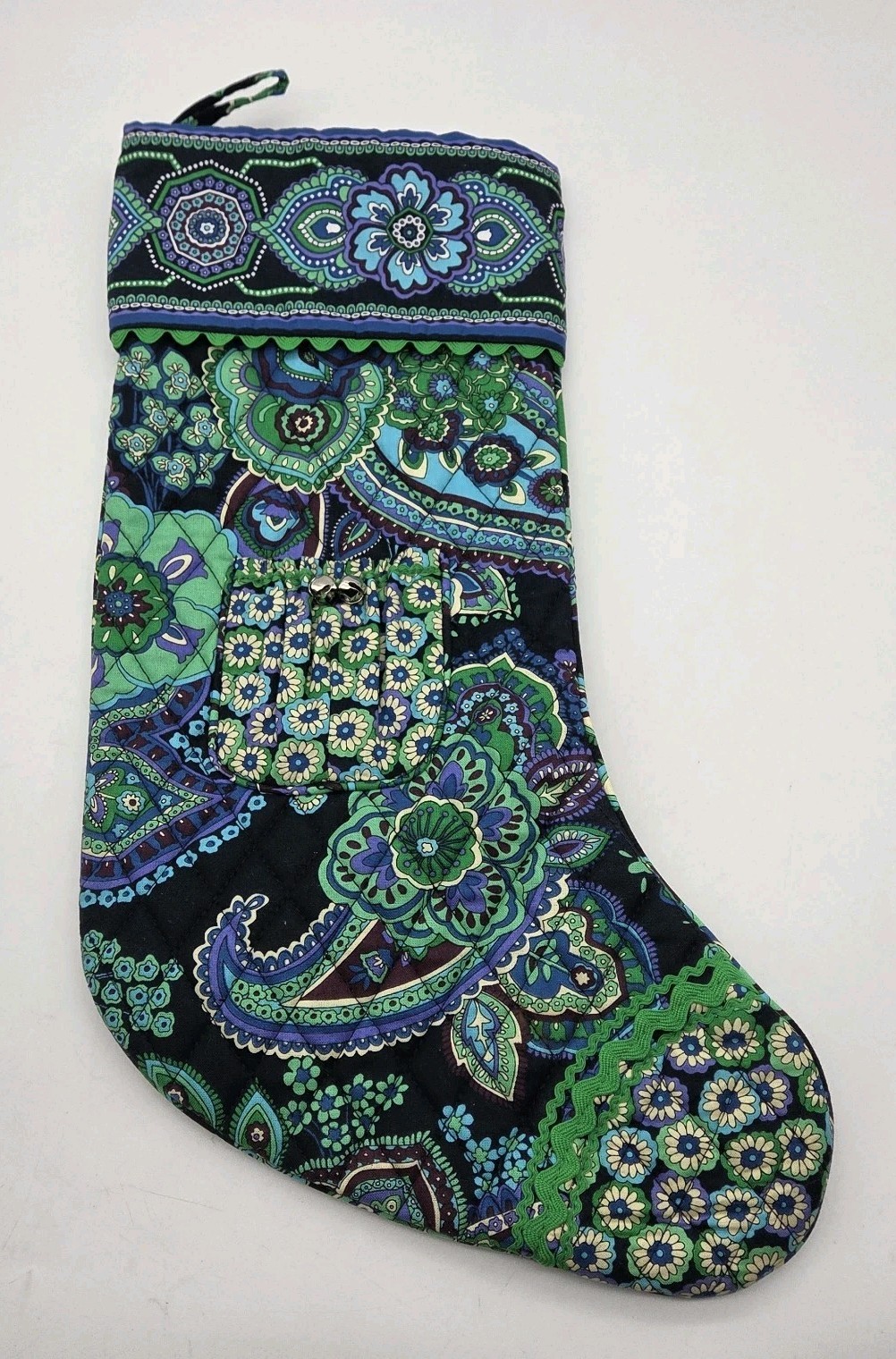Vera Bradley Christmas Stocking BLUE RHAPSODY Paisley Quilted w/Pocket Vera Bradley Christmas Stocking BLUE RHAPSODY Paisley Quilted w/Pocket