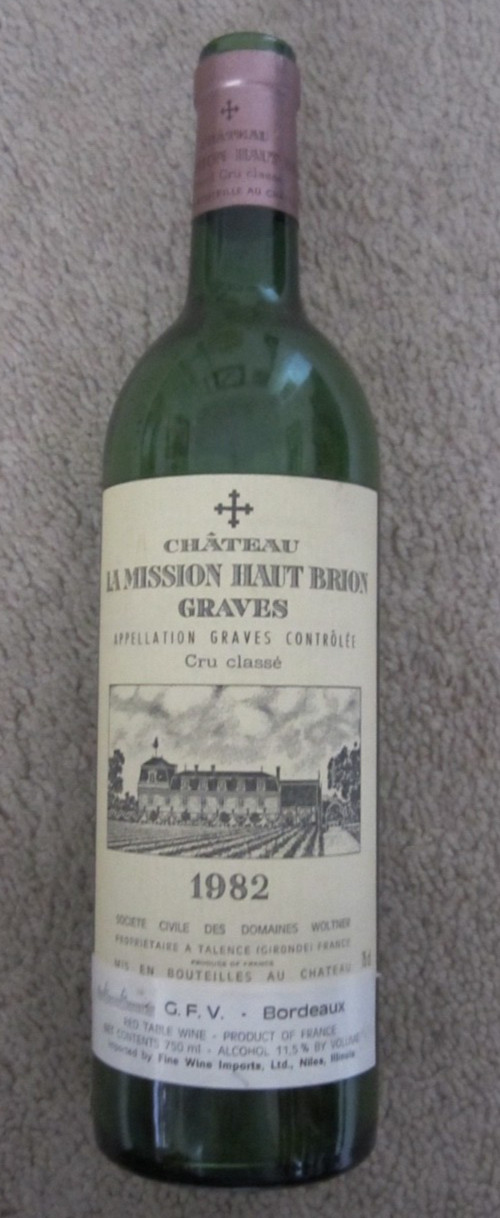 1982 Chateau La Mission Haut Brion Empty Wine Bottle no cork