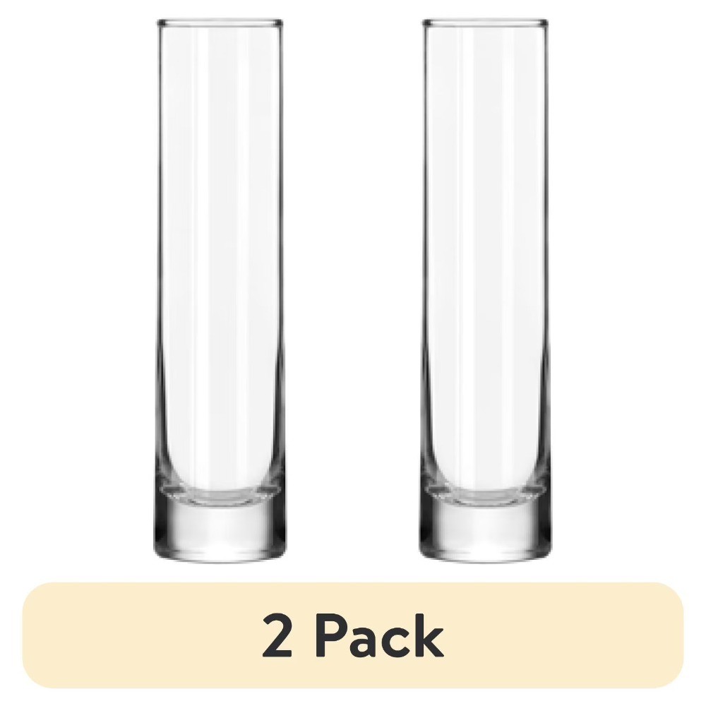 Set of 2 Clear Glass Cylinder Floral Bud Vase 7.5 in