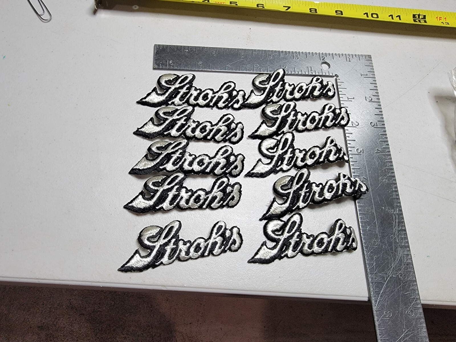 B 10 Vintage Stroh\'s Beer Patch Advertising Script Logo 3.5\