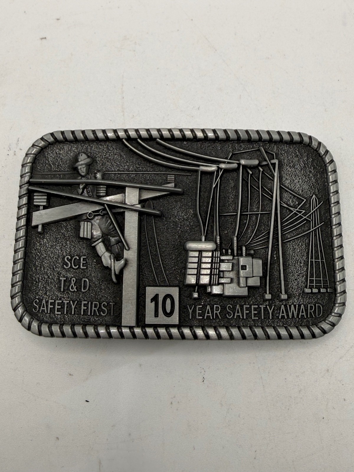 Vintage SCE Southern California Edison 10 Year Safety Award Belt Buckle T&D Vintage SCE Southern California Edison 10 Year Safety Award Belt Buckle T&D