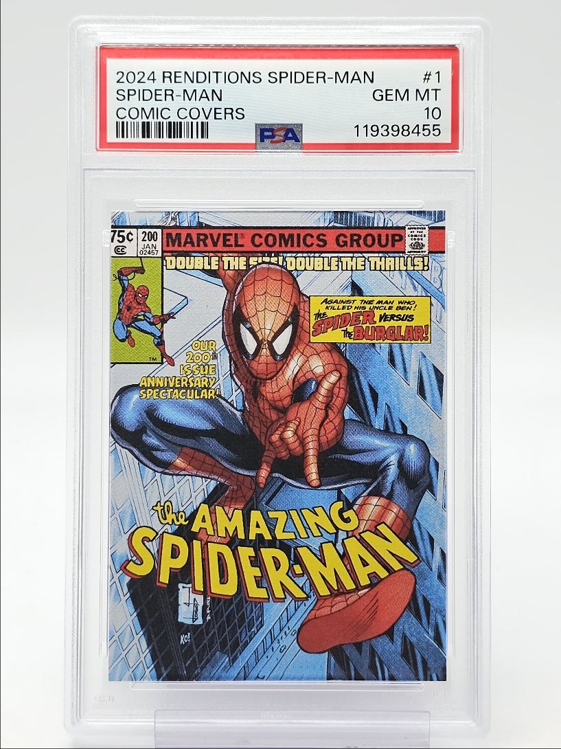 SPIDER-MAN 2024 UD MARVEL RENDITIONS SPIDER-MAN COMIC COVERS PSA 10 Q0004