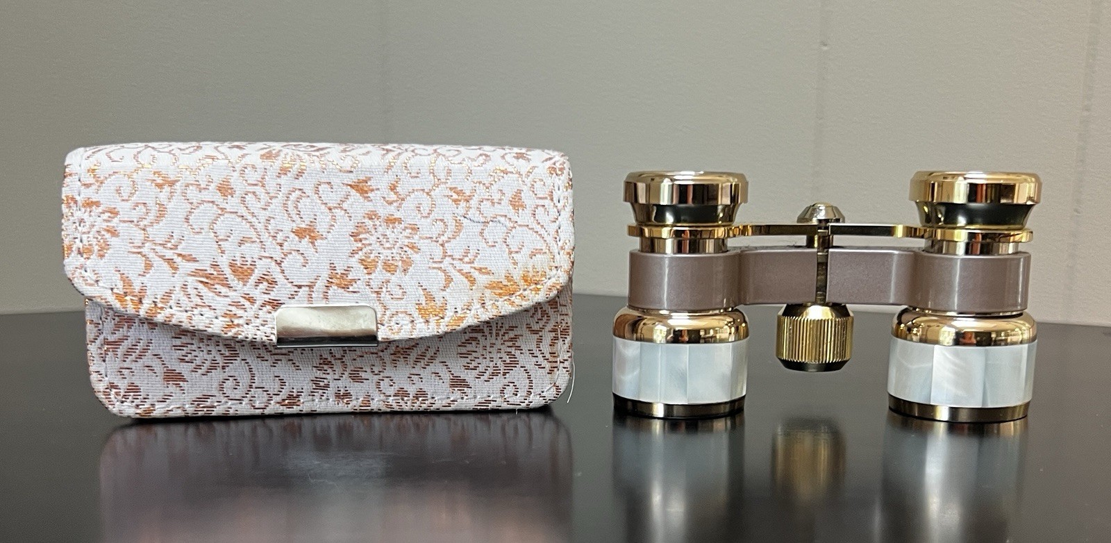 Vintage Mother Of Pearl Opera Glasses With Case Bower Japan Coated Gorgeous