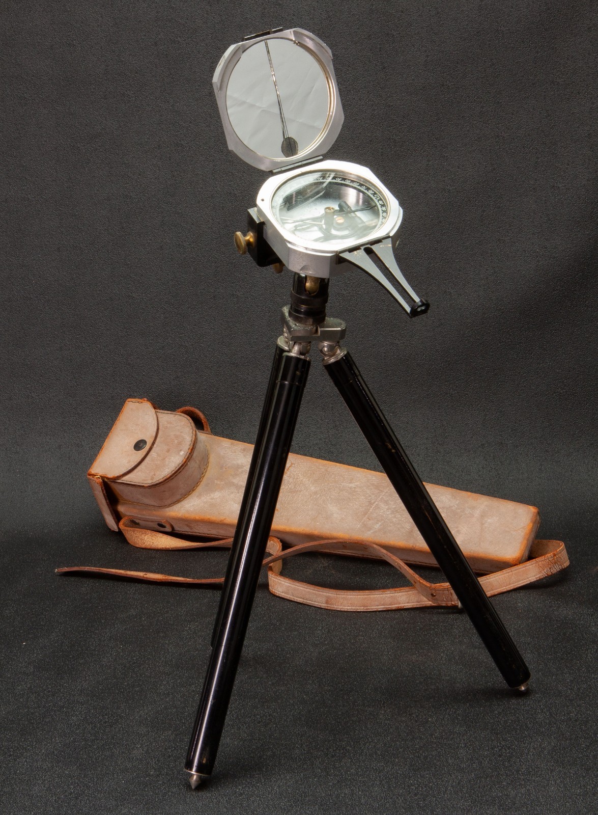 Vintage D.W. Brunton Wm. Ainsworth & Sons Pocket Transit Compass + Tripod & Case