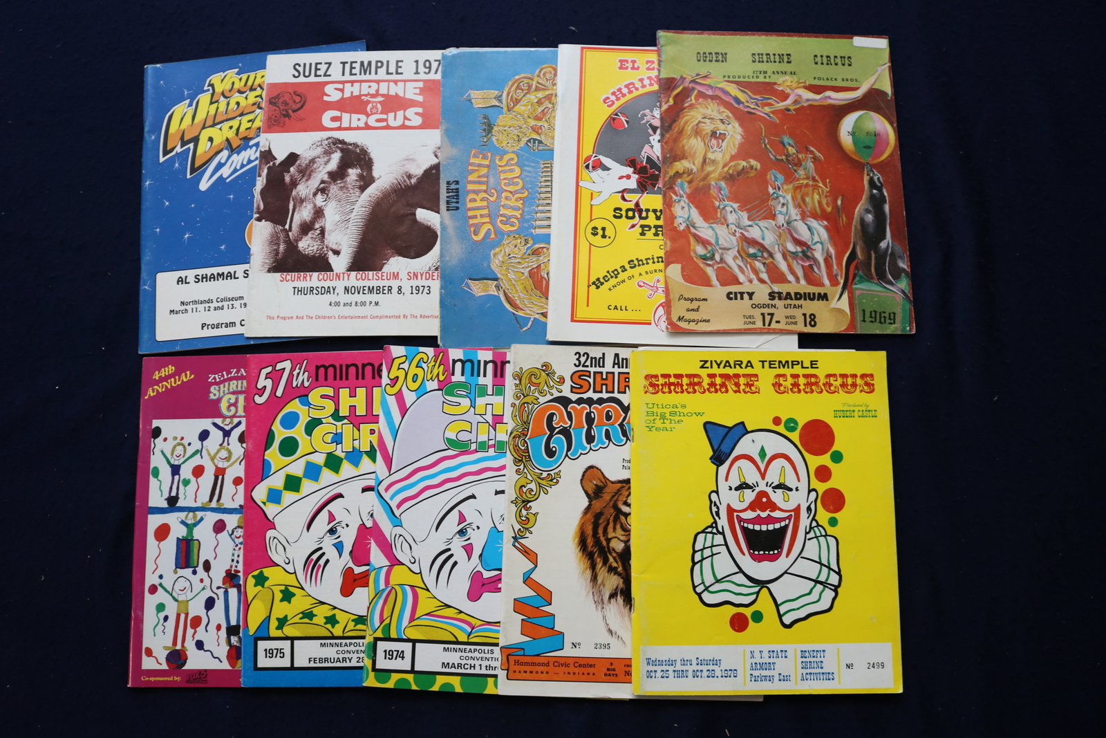 1960'S-1990'S SHRINE CIRCUS PROGRAMS - LOT OF 11 - O 3640