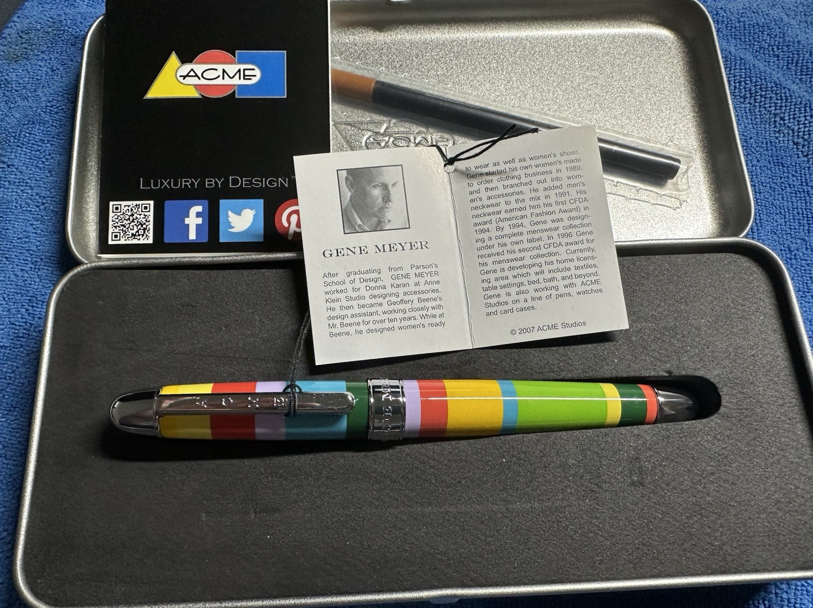 ACME Studios GM Horizontal Pen Designed By Gene Meyer Brand New With Metal Case