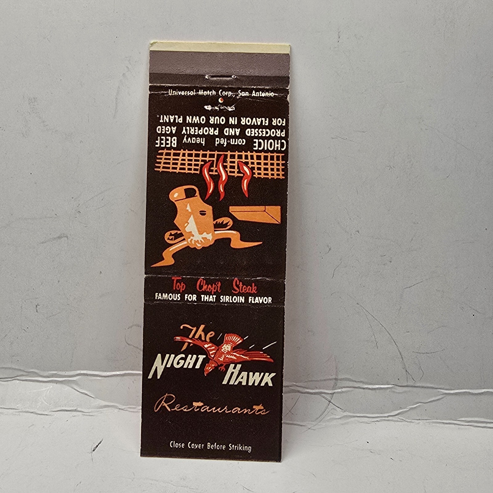 Vintage Matchbook Cover - NIGHT HAWK Restaurant Austin & San Antonio Texas TX Vintage Matchbook Cover - NIGHT HAWK Restaurant Austin & San Antonio Texas TX