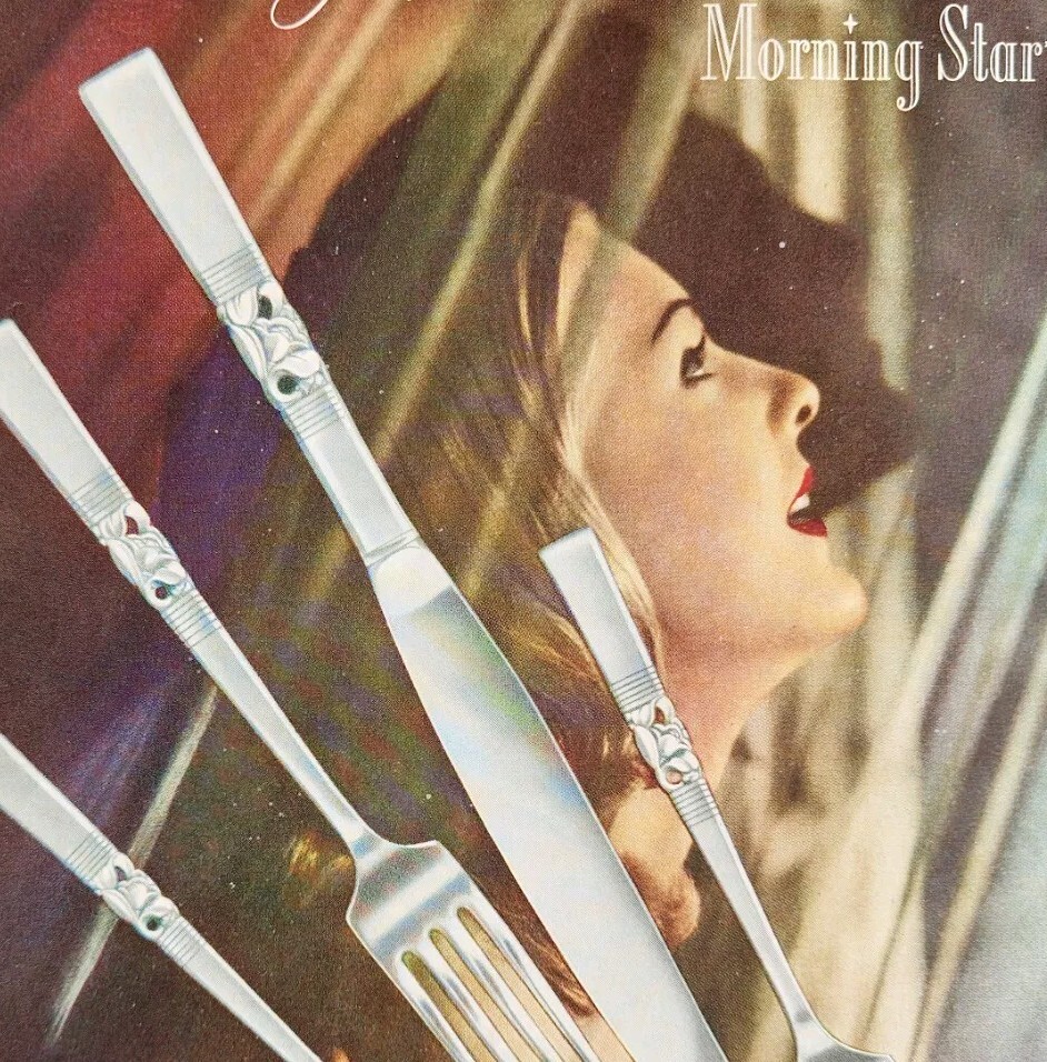 1947 Oneida Community Silverplate Morning Star Advertisement Forks Spoons DWPP18