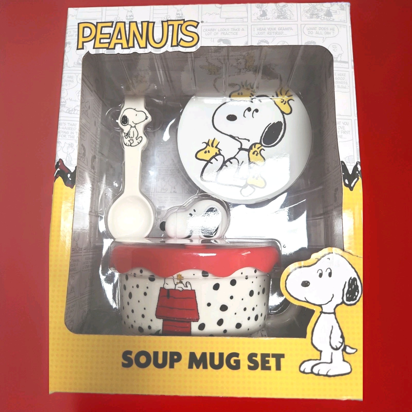 Peanuts Snoopy & Woodstock Soup Mug Set With Lid 32 Oz Large