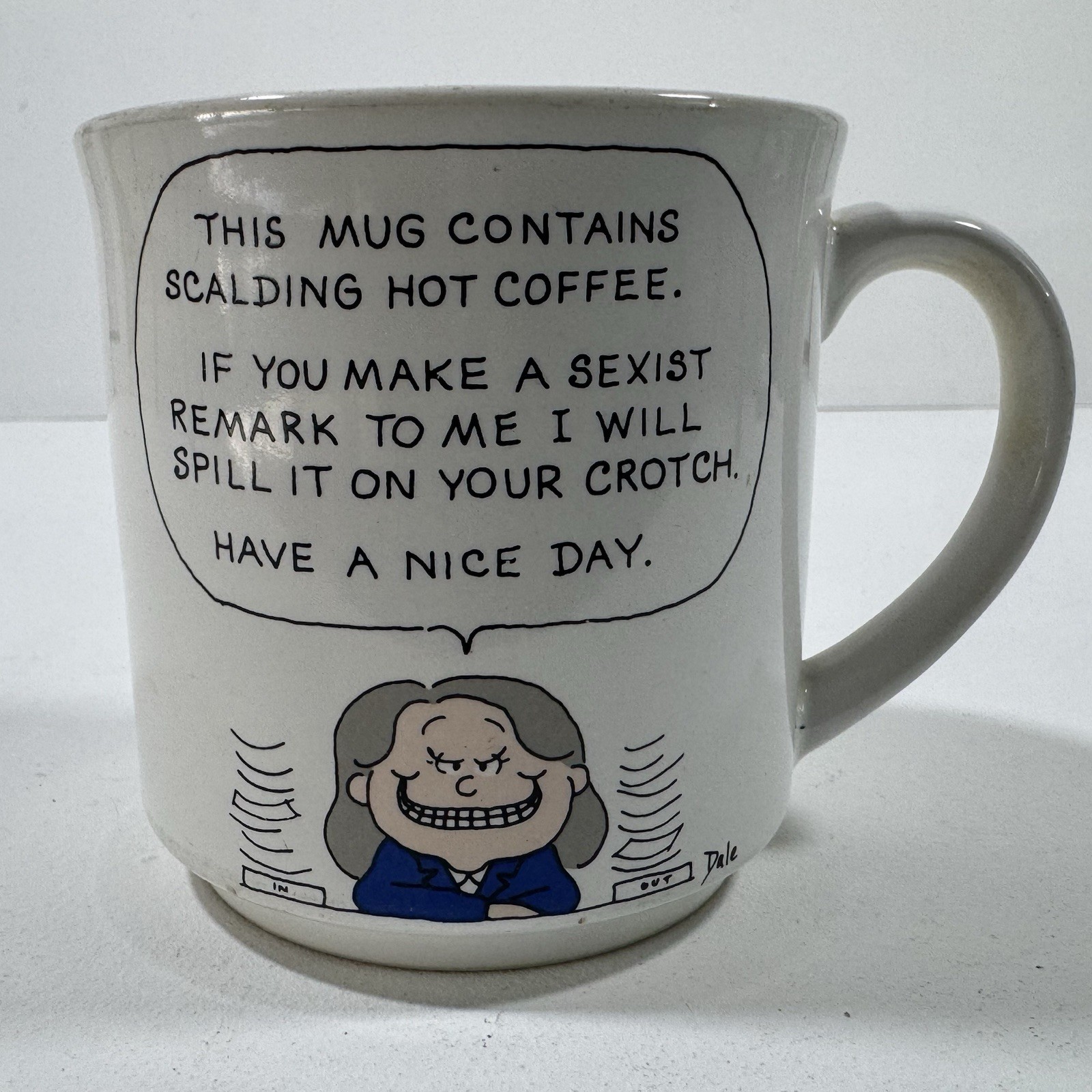 Vintage 1980s Dale Sexist Remark Coffee Mug Recycled Paper Products Japan