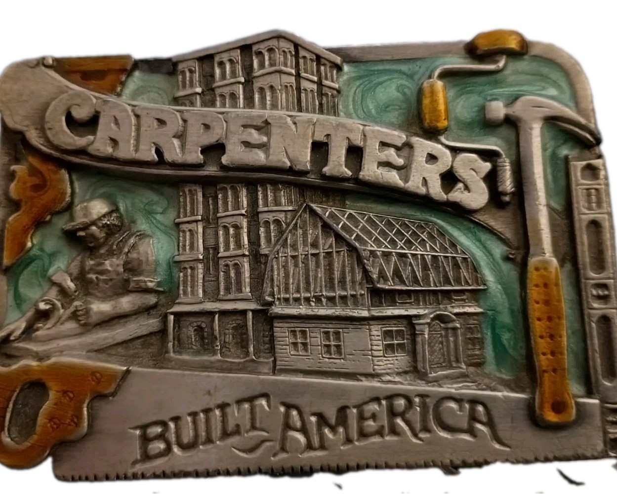 Vintage Siskiyou 1983 Belt Buckle Carpenters Built America 