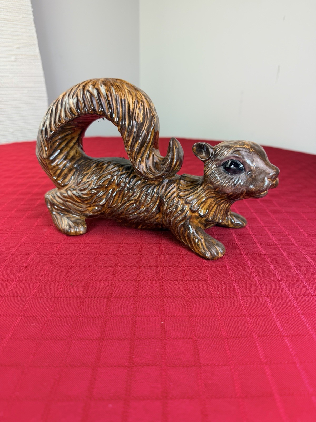Vtg Arnels Ceramic Squirrel Figurine Brown Glossy MCM 1970s Textured Decor 9.5”