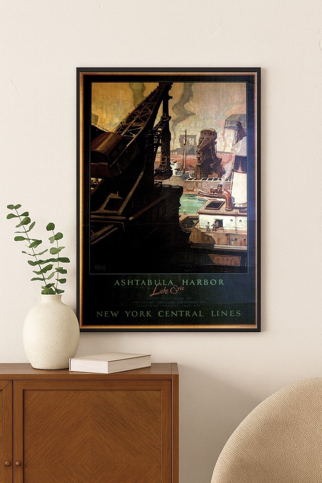 Ashtabula Harbor Vintage c1910s Poster - New York Central Lines - 24x32” 🌟