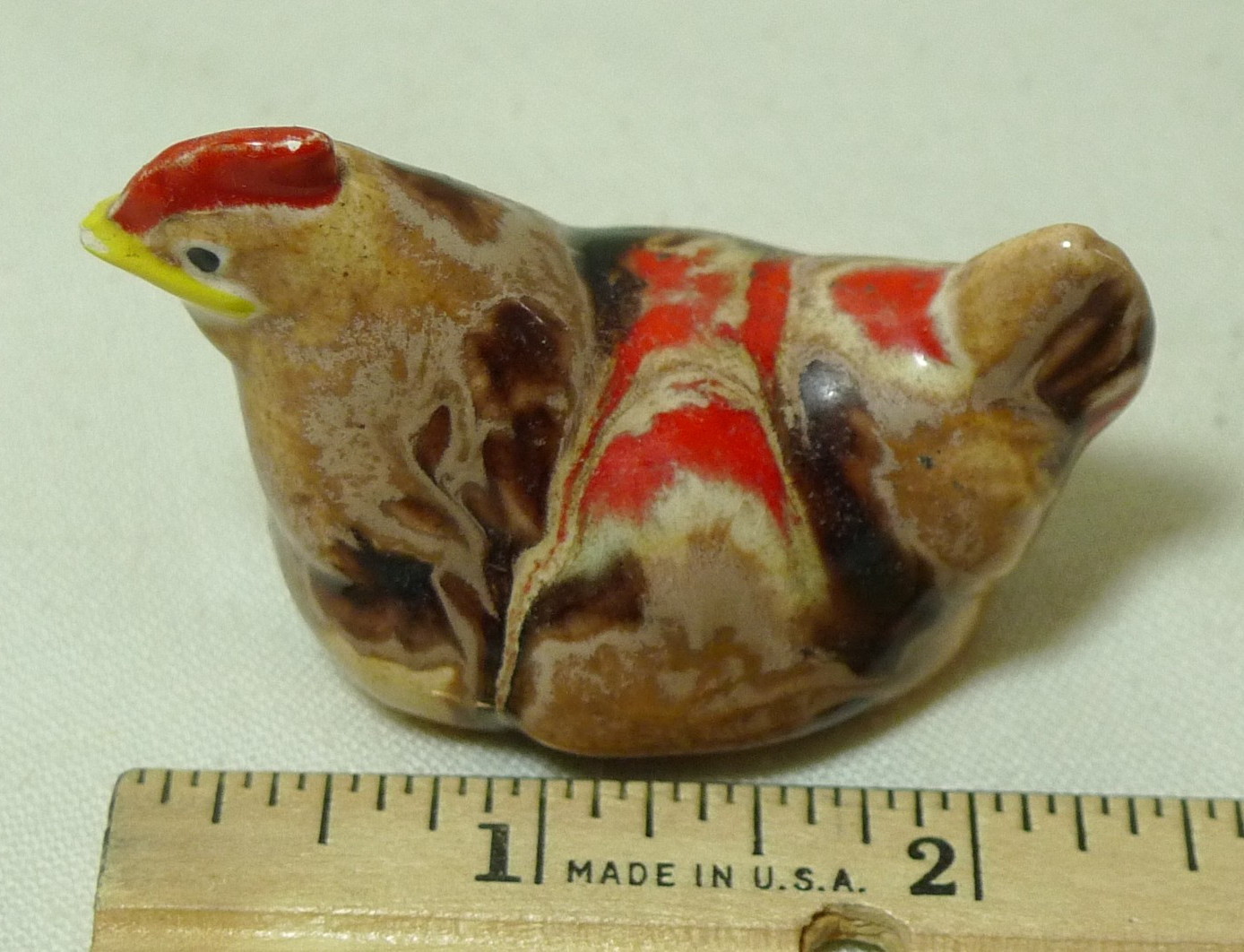 Ceramic Brown Chicken Hen Figurine 2.5 inches Country Farm Decor
