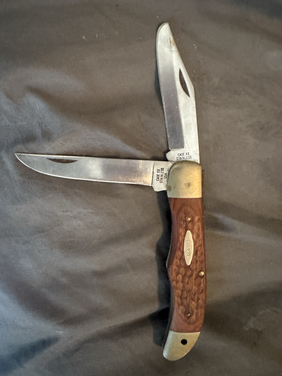 Vintage Case XX 6265 SAB Folding Hunter Knife 9 Dots 1971 Wood Brown Read