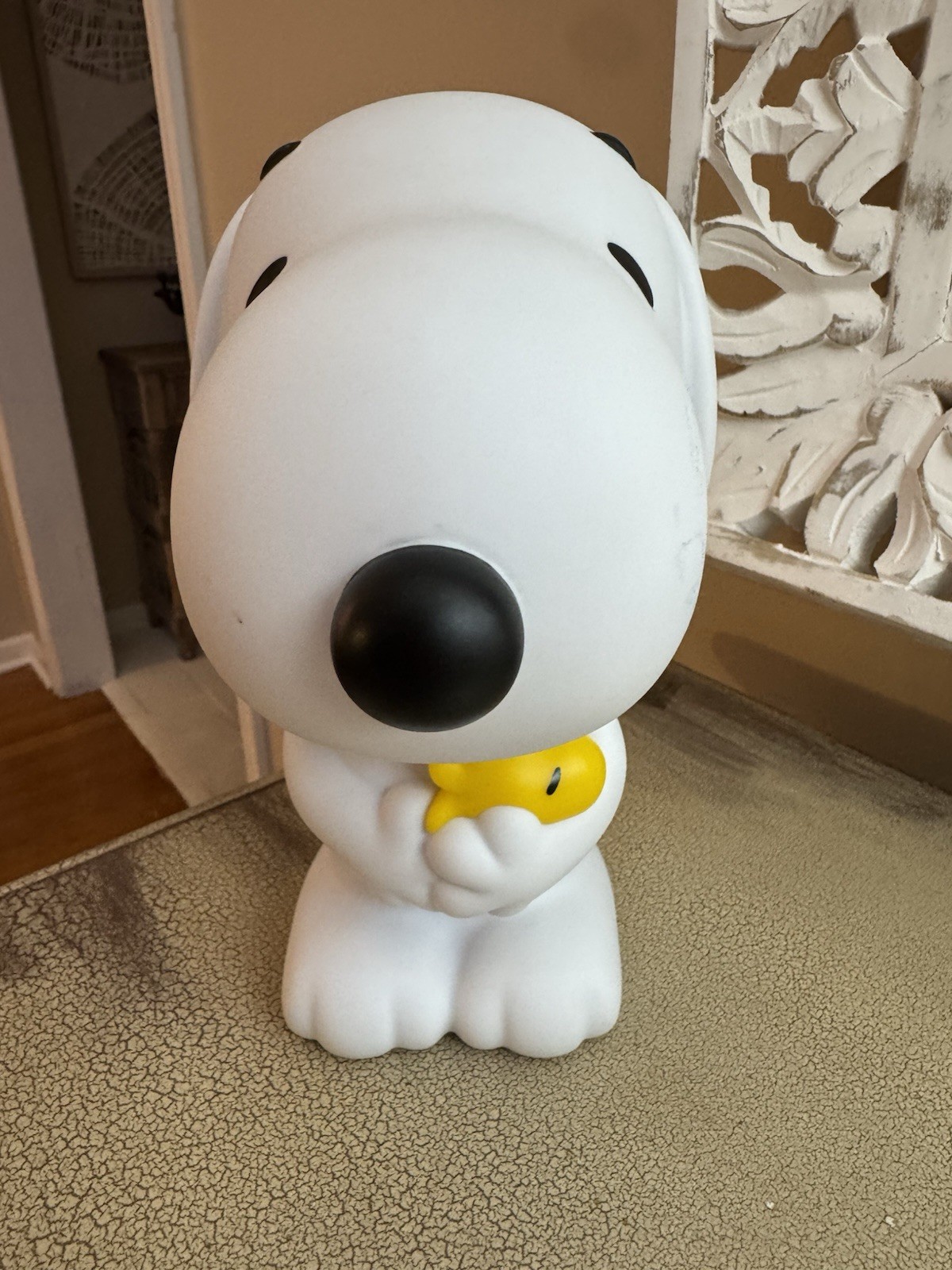 2024 Peanuts Snoopy Woodstock Coin Bank 9” White Figure Money Piggy Bank