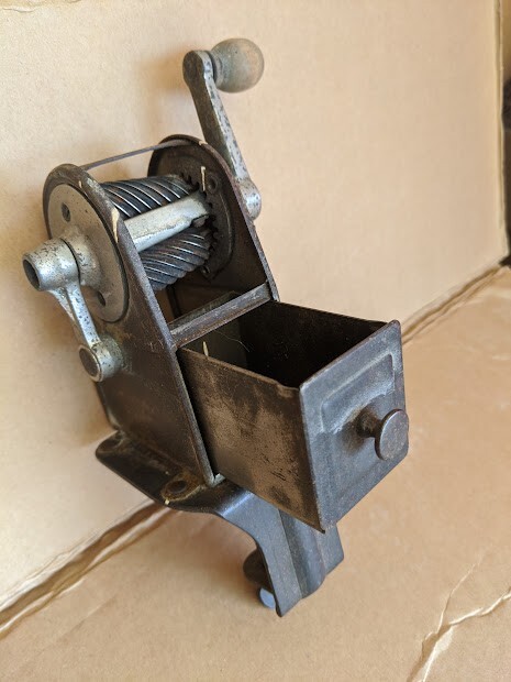 Antique 1914-1915 John Stewart Chicago Pencil Sharpener w/Orig Drawer & Adapter