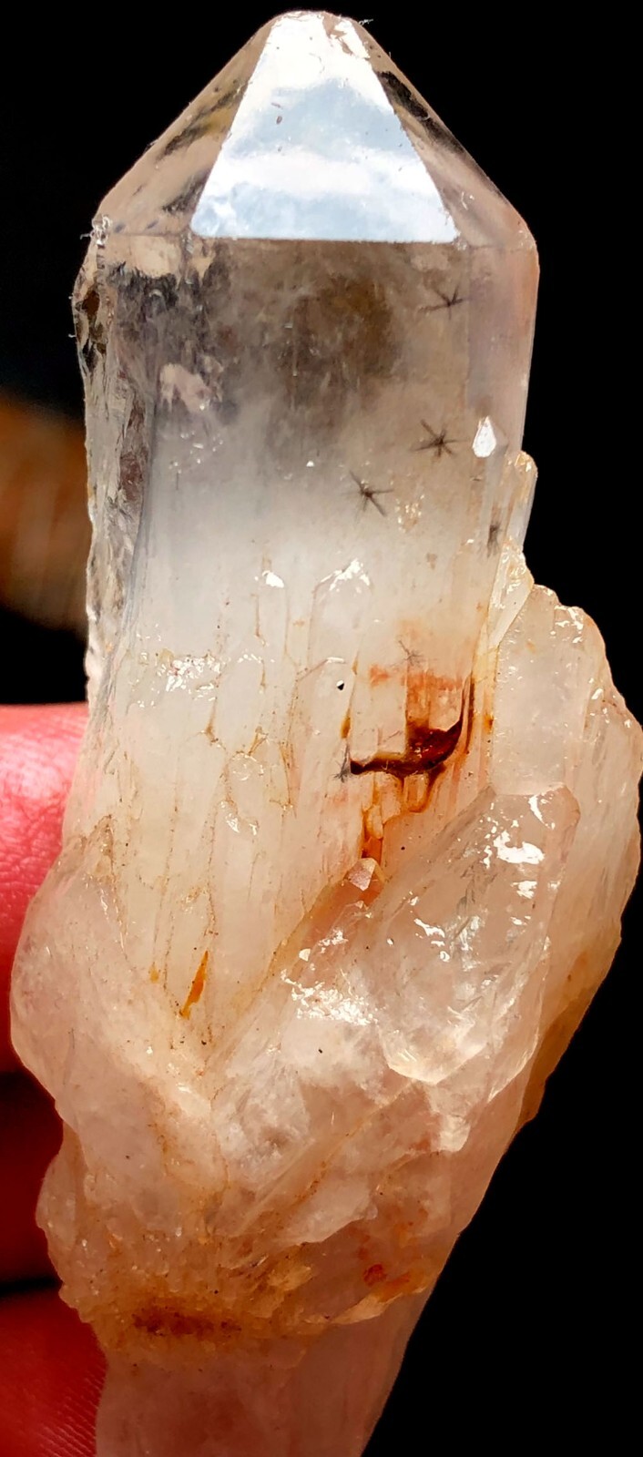 37g 1PC RARE Natural Hollandite Star Quartz CRYSTAL Point &Trapiche Hair  r697