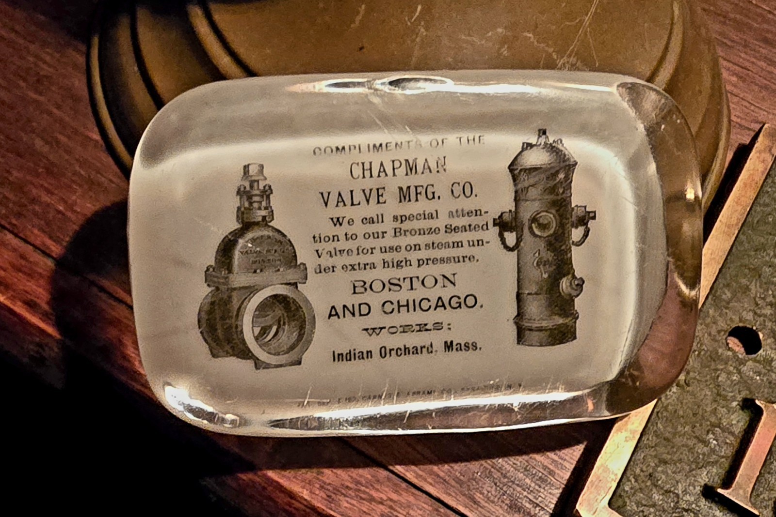 1880's Chapman Valve Mfg Co Early Fire Hydrant Valve Advertising Springfield Ma 