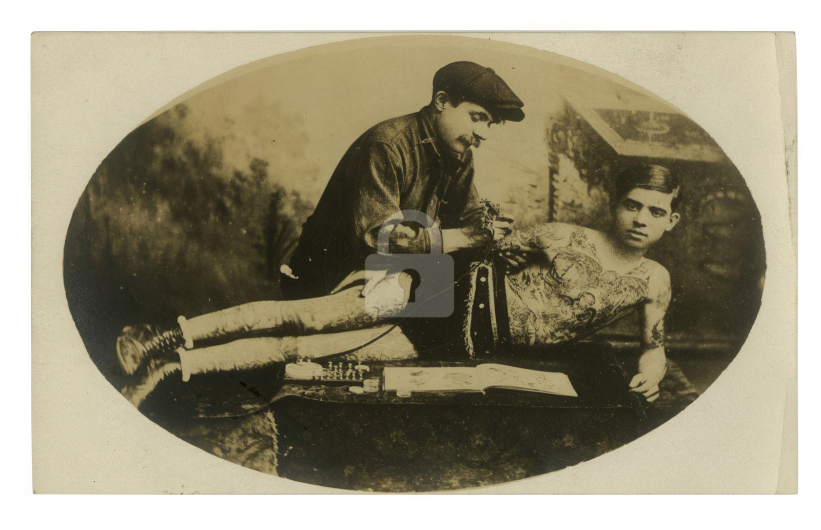 Tattoo Artist Charlie Wagner (New York City, c. 1925) 2 RPPC Photo Postcard COPY Tattoo Artist Charlie Wagner (New York City, c. 1925) 2 RPPC Photo Postcard COPY