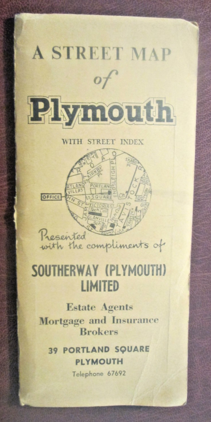 PLYMOUTH DEVON Street Map presented by SOUTHERWAY ESTATE AGENTS circa 1960s PLYMOUTH DEVON Street Map presented by SOUTHERWAY ESTATE AGENTS circa 1960s