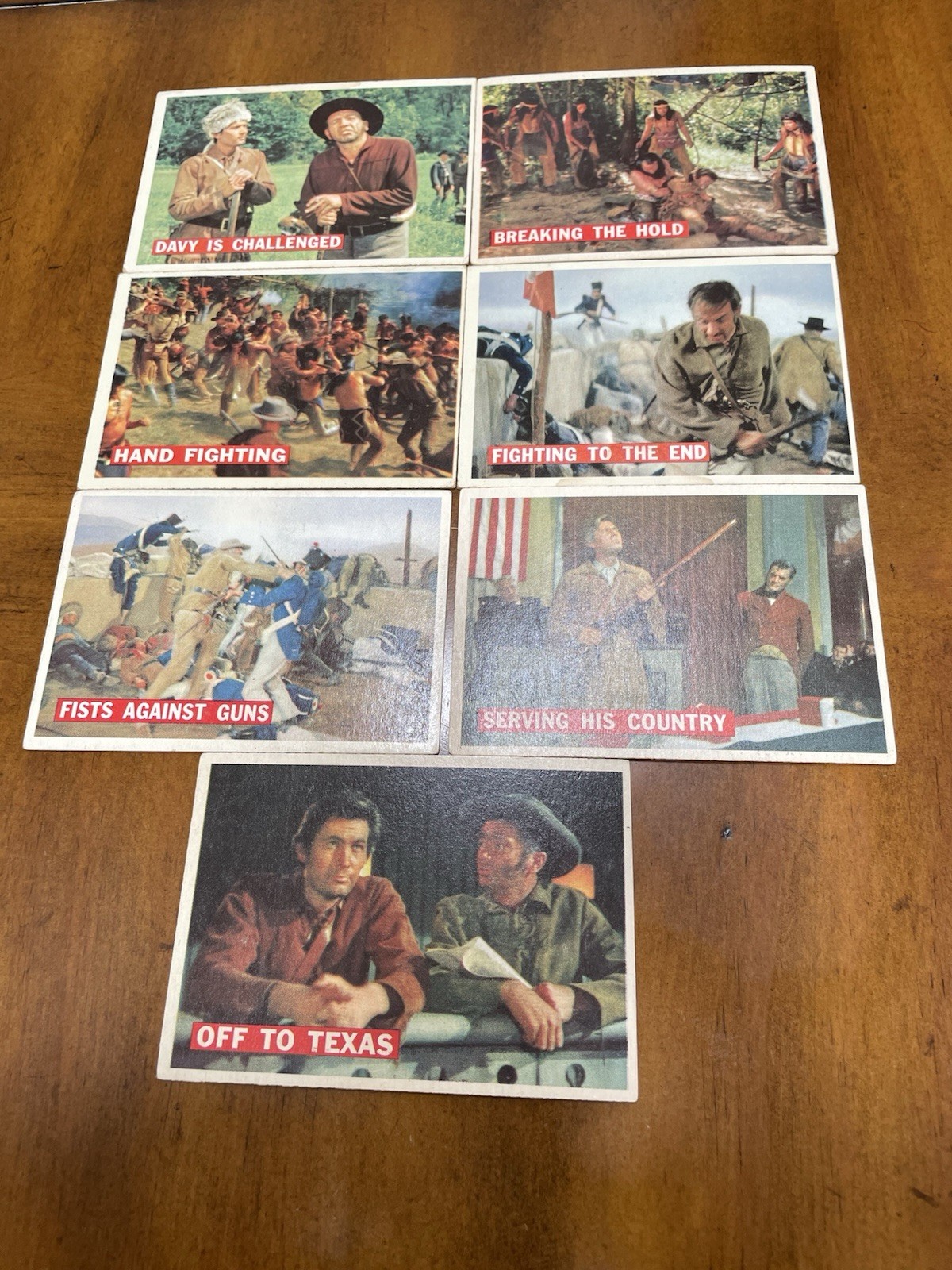 1956 topps davy crockett orange back cards lot (7) Vg