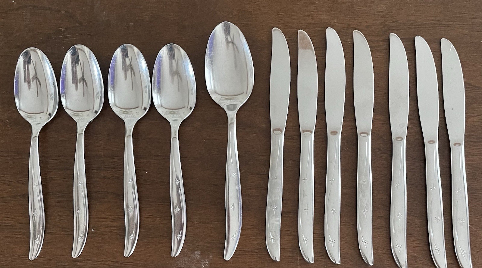 Vtg Superior Stainless USA 3 Star Atomic Pattern INS16 Flatware Silverware Lot