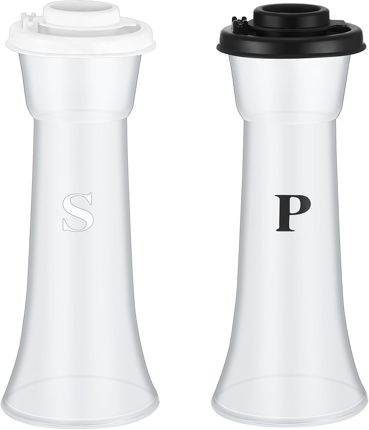 Set of 2 Plastic Salt and Pepper Shakers with Lids Large Salt Shaker Pepper C...