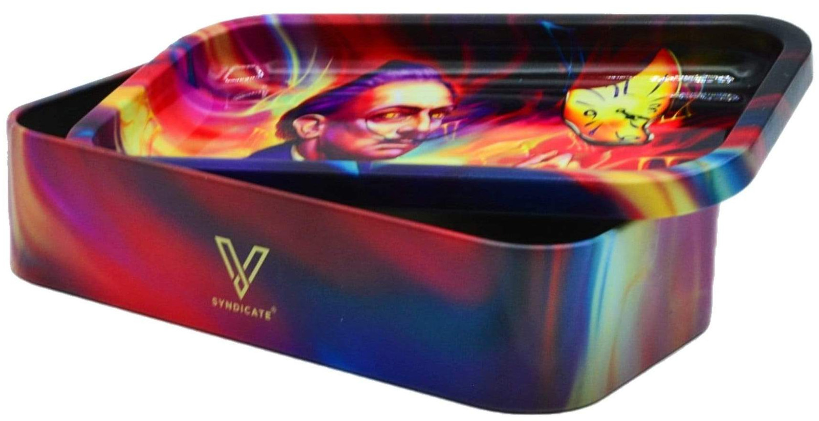 V Syndicate® Dark Syndicase Metal Rolling Tray Paper Maker Storage Jar Box *USA*