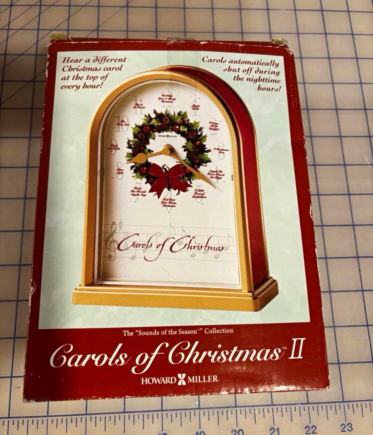 Howard Miller Carols of Christmas II Analog Desk Clock Gold Plastic Holiday
