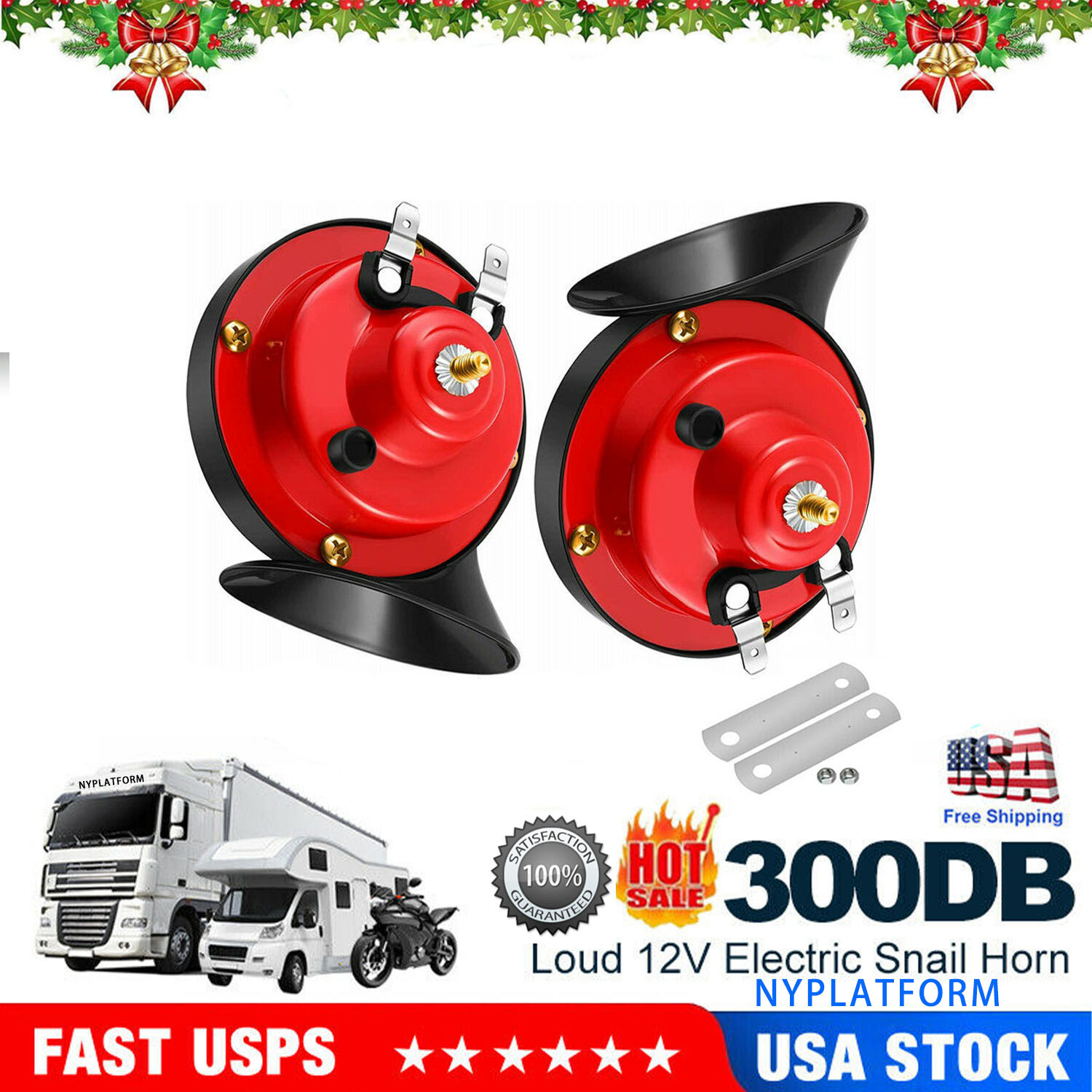 2Pack 12V High Low Tone Universal Fit Super Loud Car Horn 2Pack 12V High Low Tone Universal Fit Super Loud Car Horn