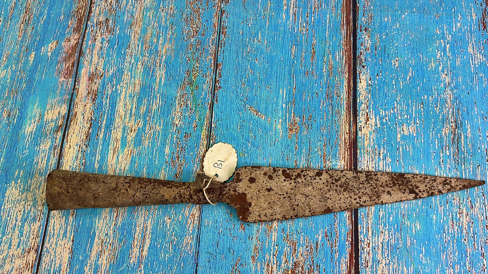 Vintage Hand Forged Iron Spearhead Socketed Blade Historical Collectible Tool B1