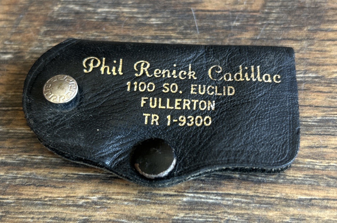 Vintage Phil Renick Cadillac Fullerton Ca.  Leather Key Case, Original