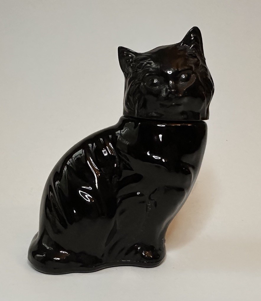 Vintage AVON Glass Black Cat Perfume Bottle (Partially Filled)