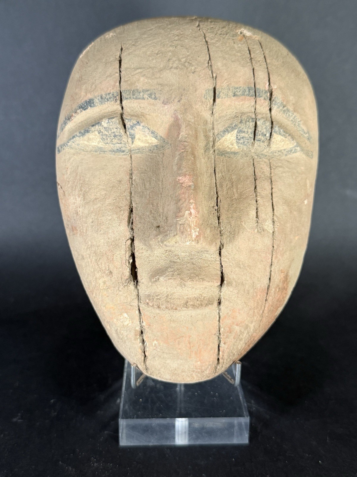 SCARCE RARE ANCIENT EGYPTIAN WOODEN SARCOPHAGUS/MUMMY MASK 1000-500BCE