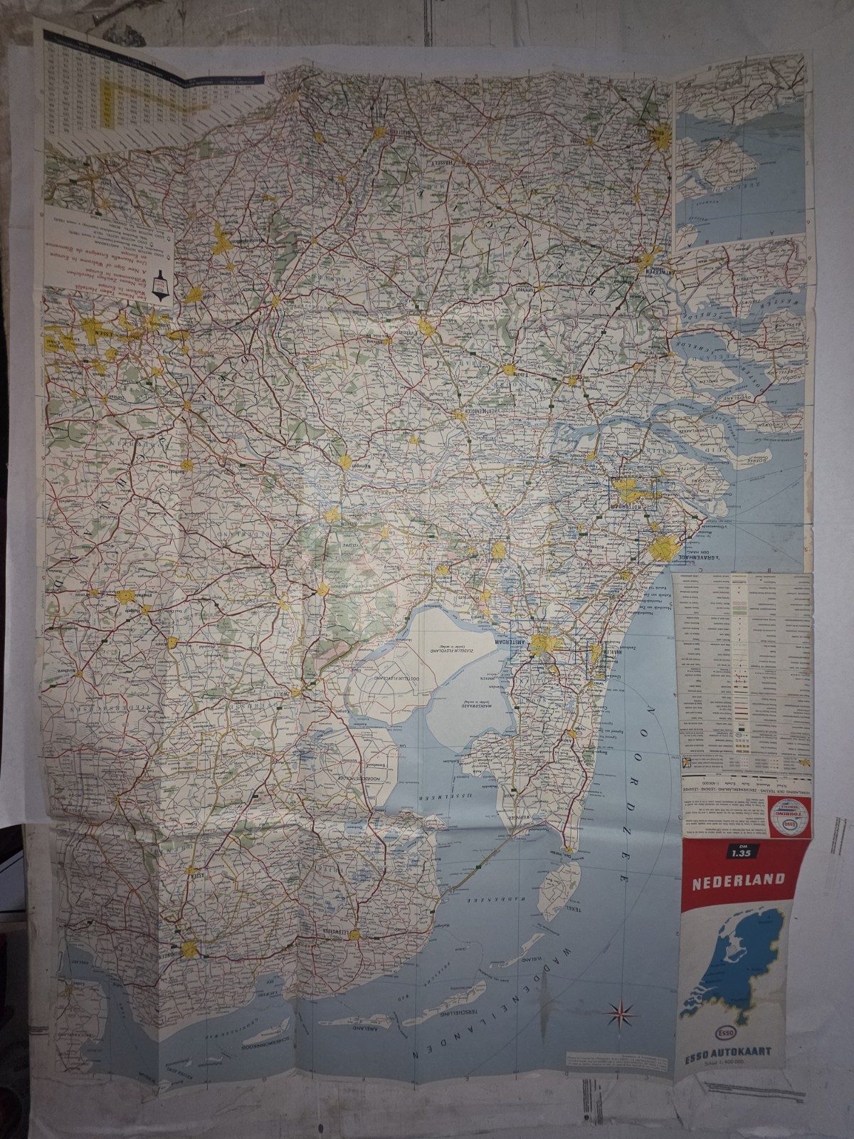 Vintage 1969 Esso Autokaart Nederland Netherlands Road Map Touring Travel Map