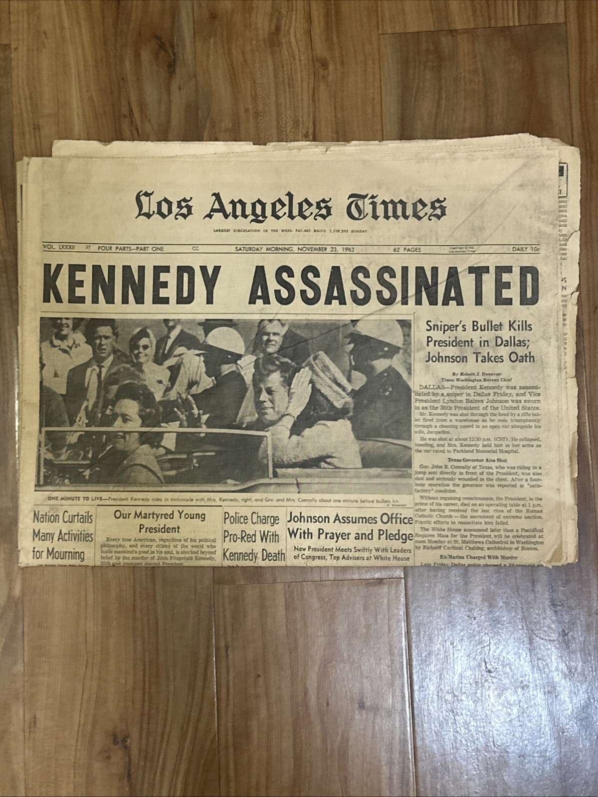 KENNEDY ASSASSINATED LA Times Original Newspaper, November 23, 1963