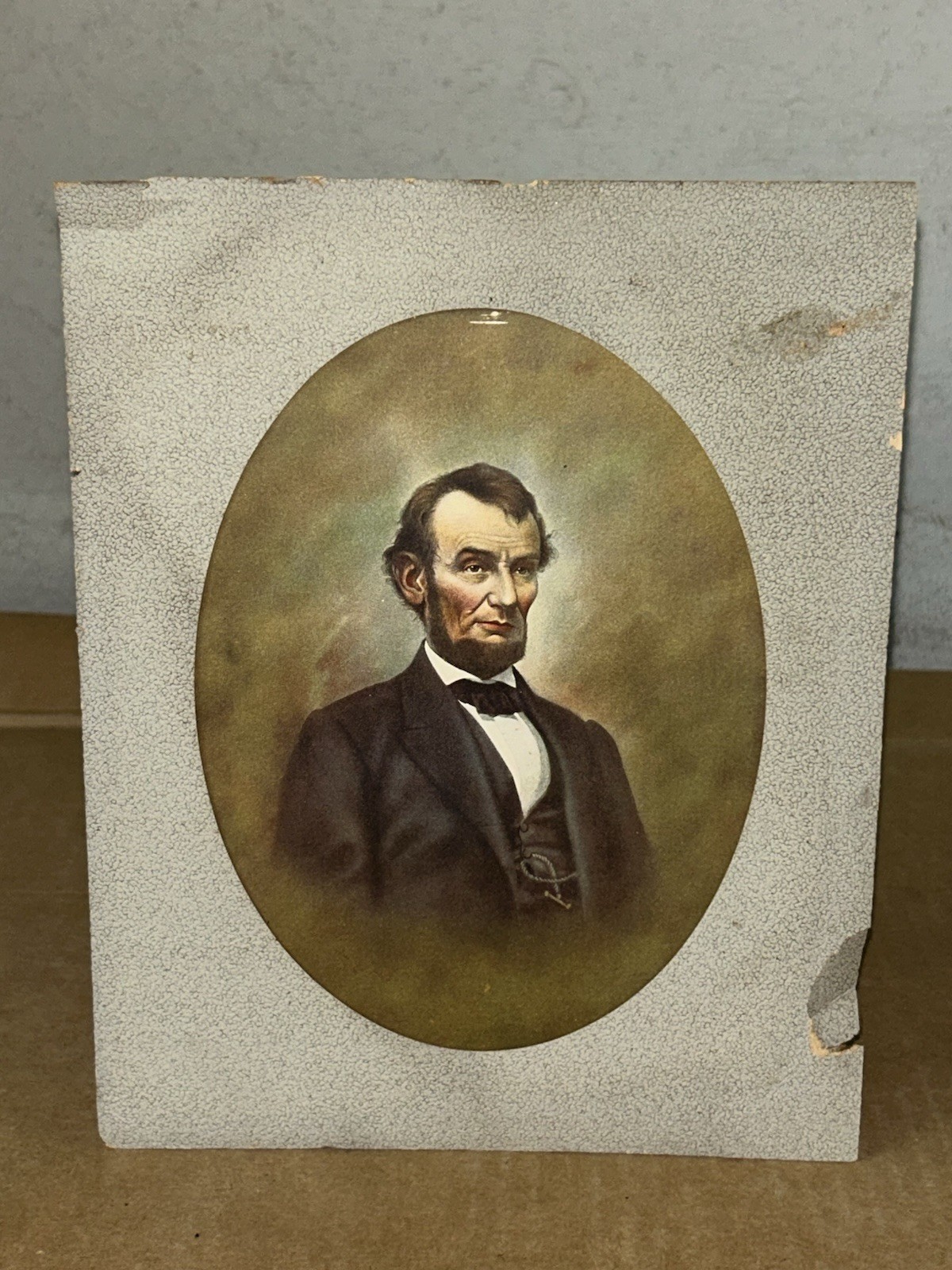 1860s Antique Chromolithograph Oleography Of Abraham Lincoln By EC Middleton