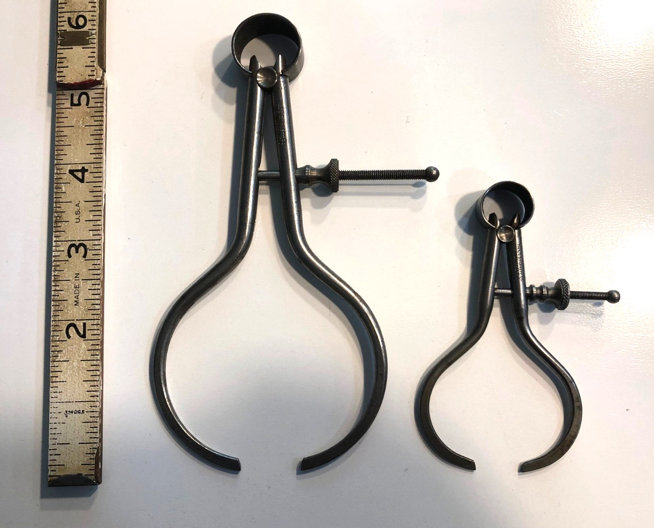 2 vintage Starrett USA toolmakers' #275 round leg outside calipers 3