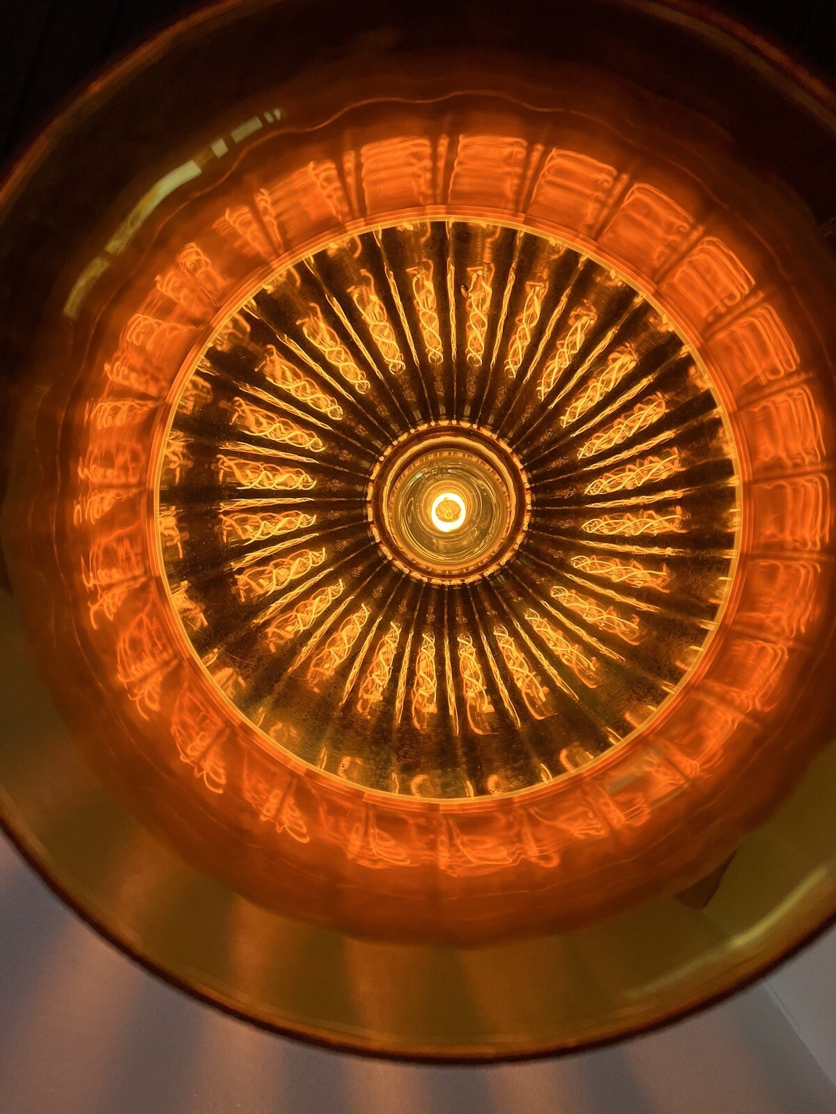 VINTAGE AMBER SWAG LAMP MID CENTURY GLASS CHANDELIER LIGHT FIXTURE CEILING RETRO