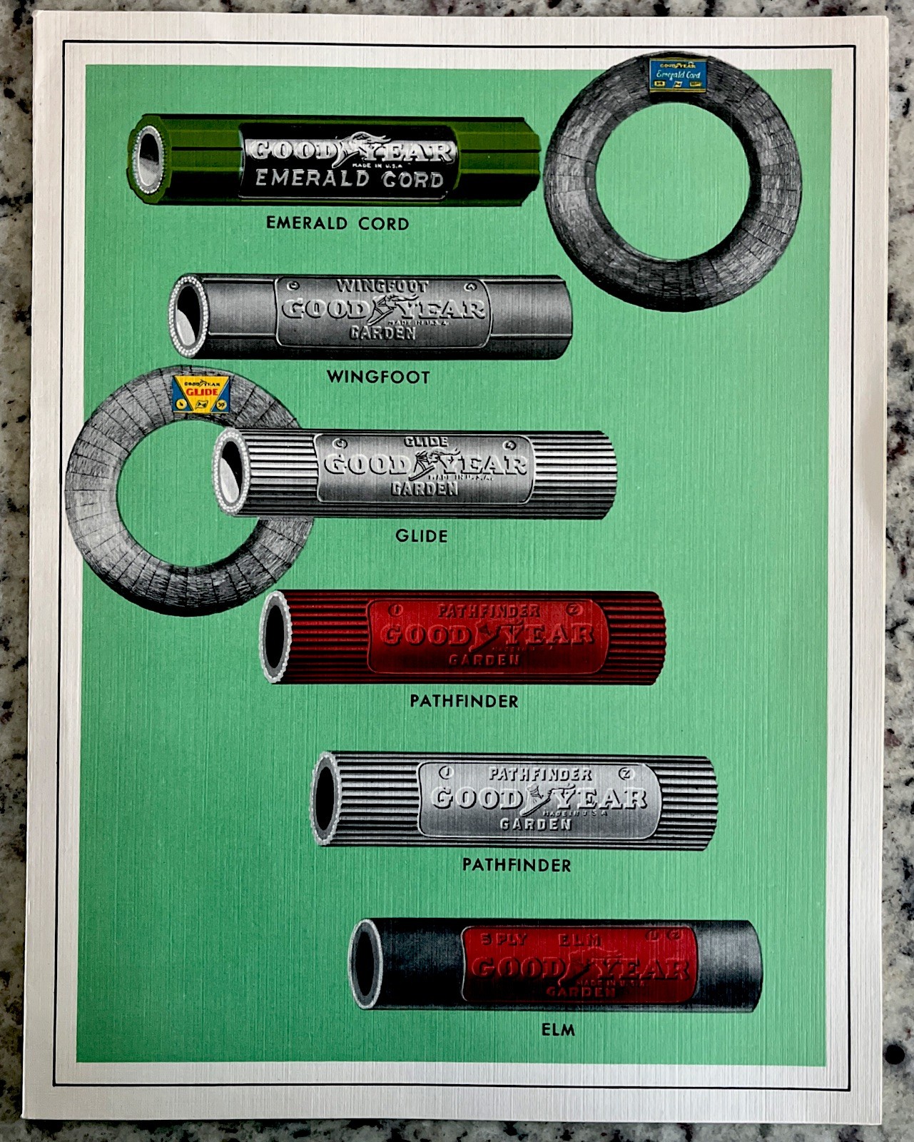 Original Vintage 1930s Goodyear Wingfoot Poster Lawn & Garden Hose Brochure