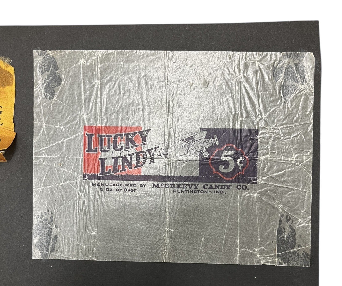 Rare 1927 Charles Lindbergh Lucky Lindy Candy Wrapper McGreevy Co Scrapbook Page