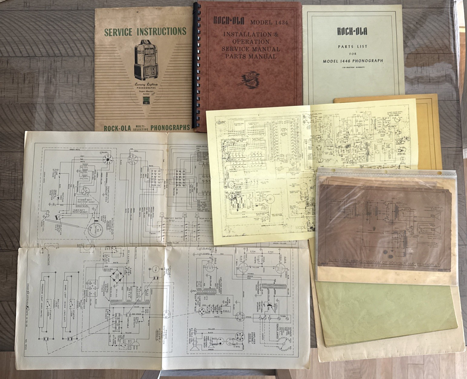 Rock-Ola Jukebox Service Manuals Wiring Schematics Lot Models 1422 1434 VTG