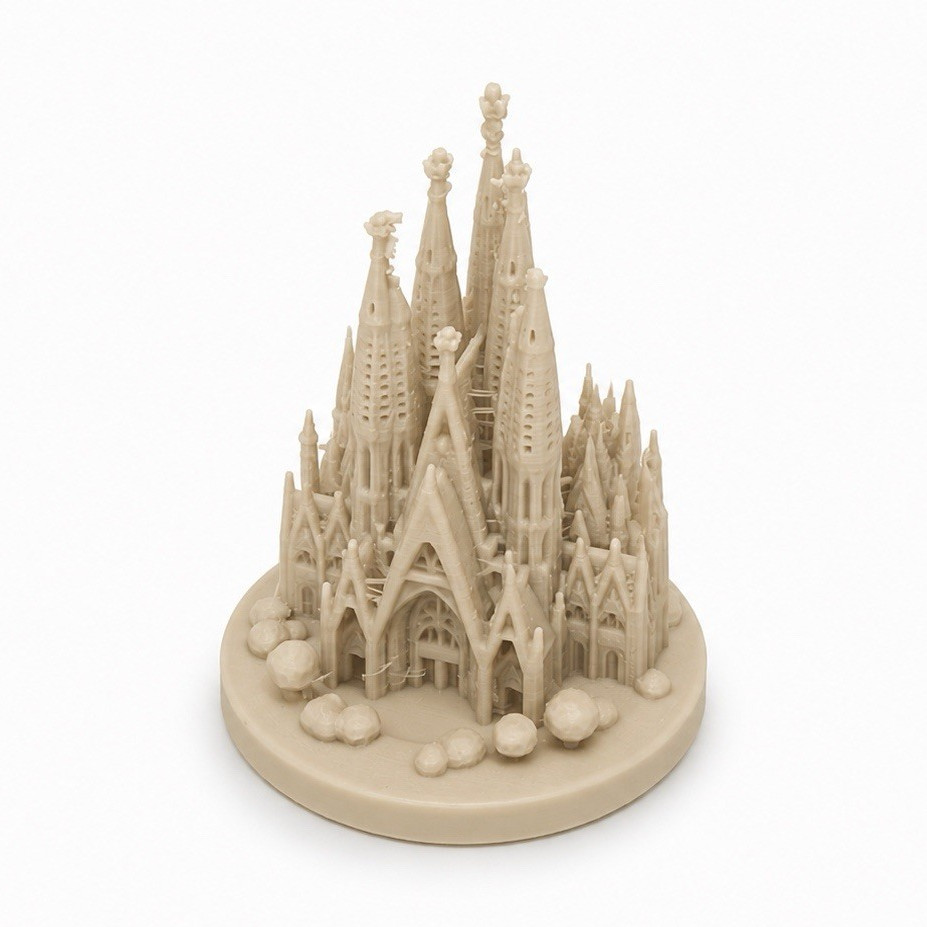 Sagrada Familia Cathedral Miniature Figurine Resin Matte Beige Small 3D Effect