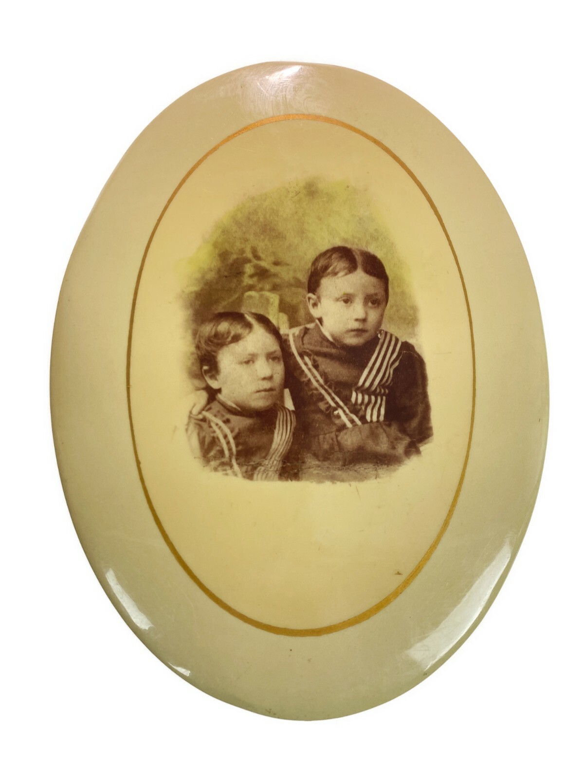 Mounted Antique Picture Victorian Children Velvet Back Vtg 7.75” x 5.75”