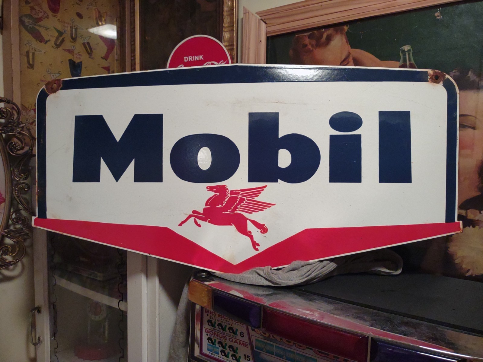 Vtg Large Mobil Mobilgas Pegasus Gasoline Service Station 30 Vtg Large Mobil Mobilgas Pegasus Gasoline Service Station 30