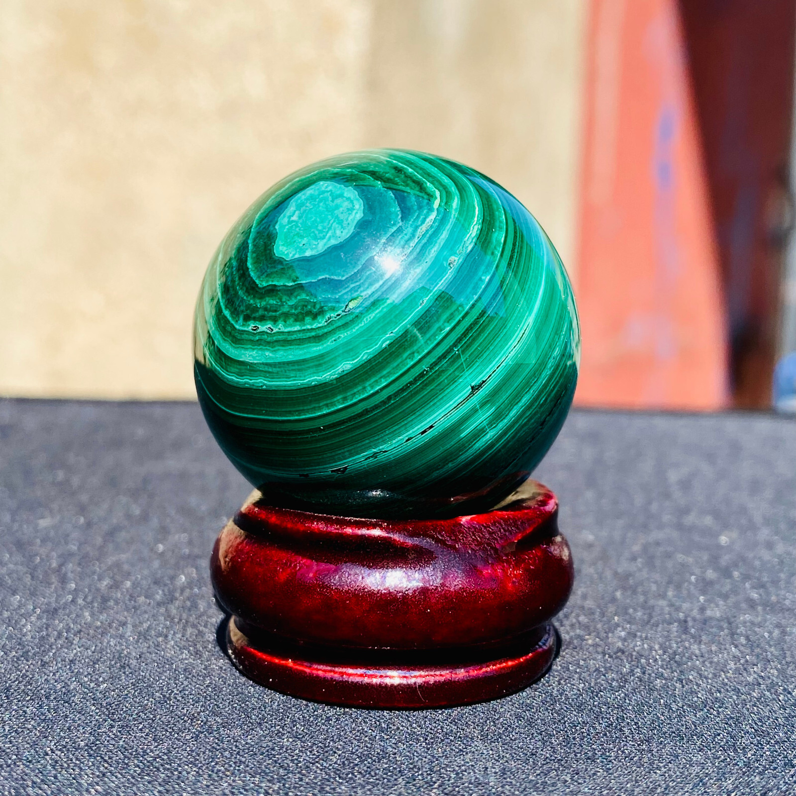 91G Natural Malachite Quartz Sphere Energy Crystal Ball Reiki Gift Decor Gem