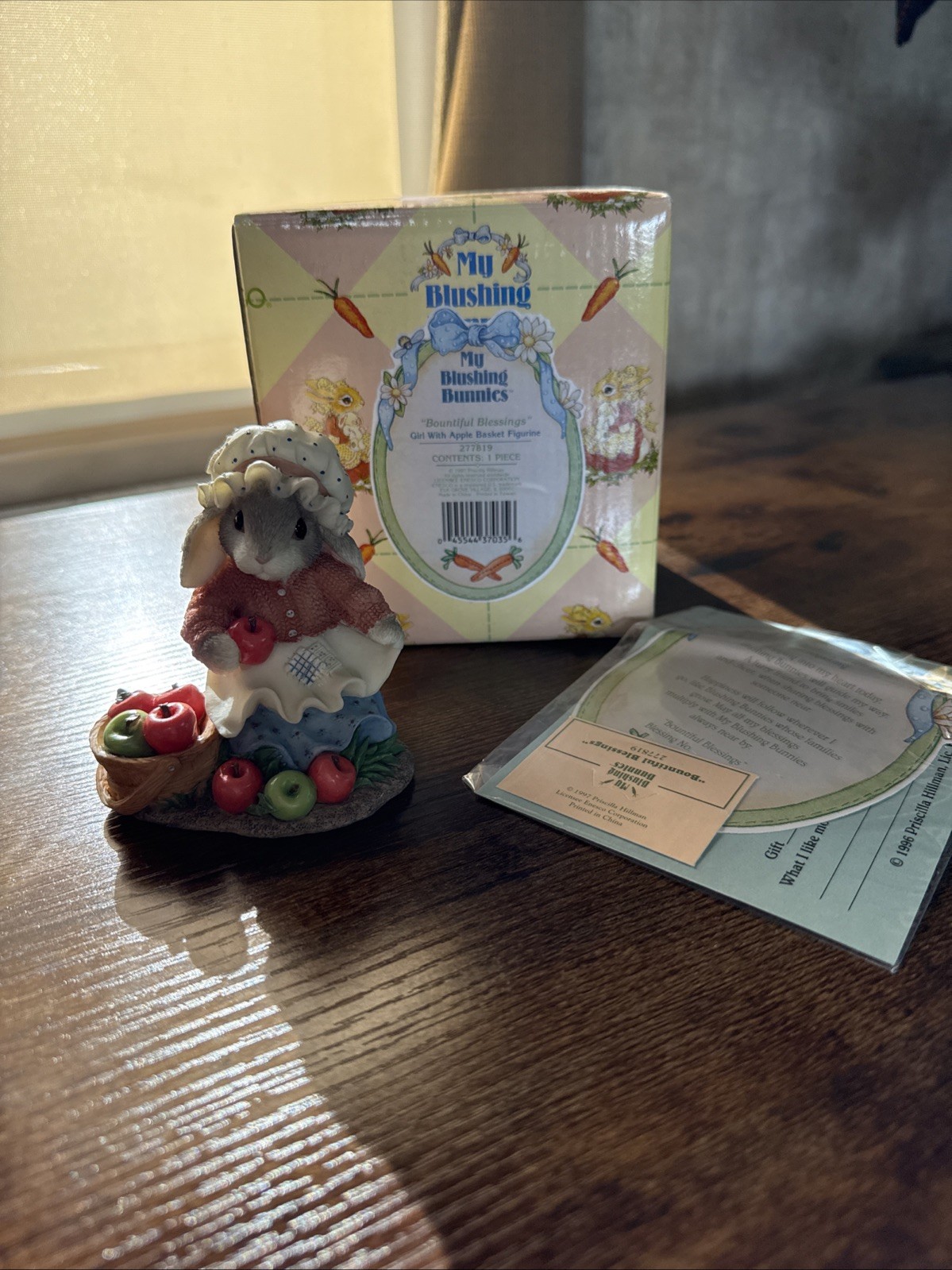 Enesco My Blushing Bunnies Girl With Apple Basket Figurine 3.5