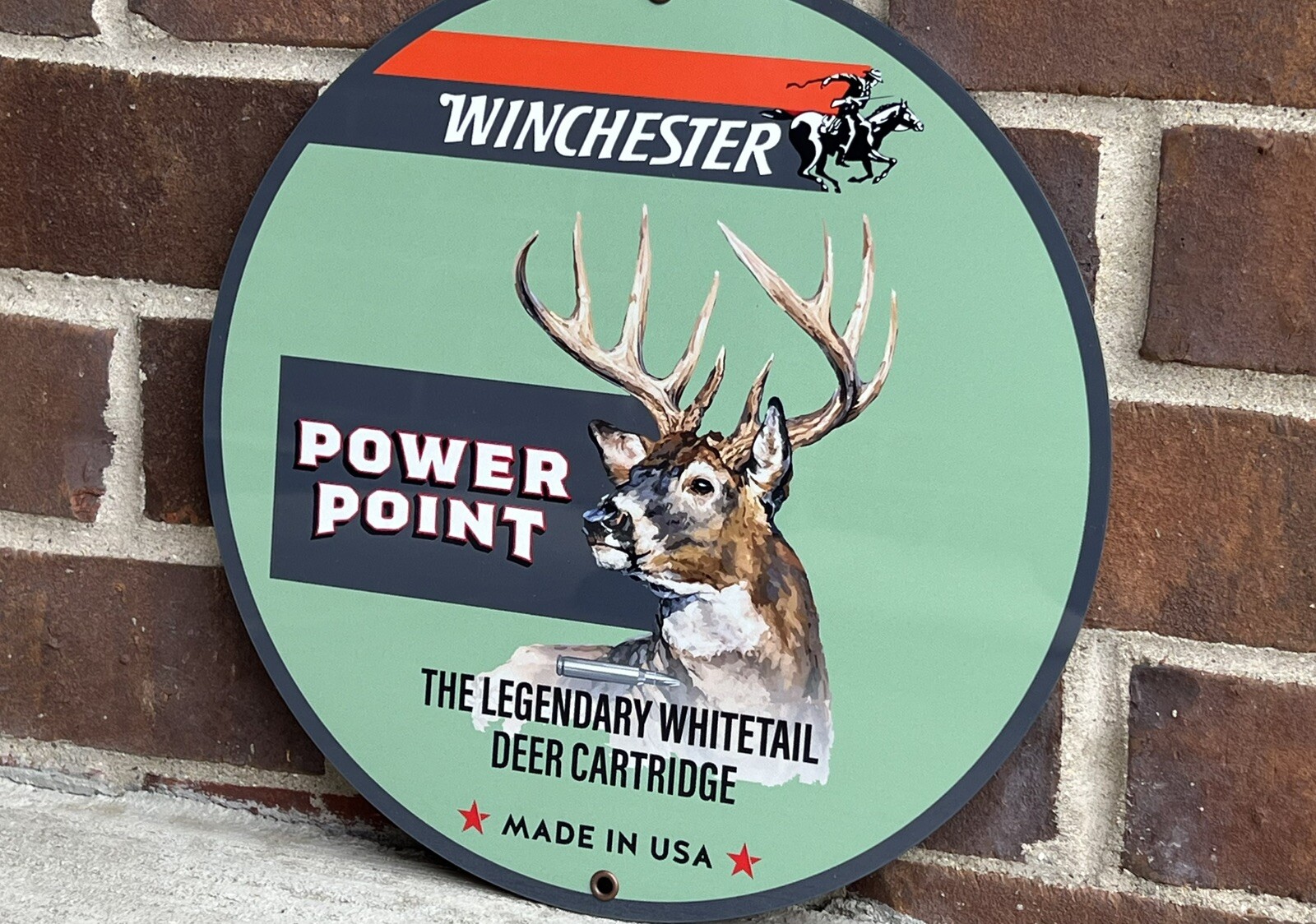 Winchester Ammunition Hunting Gun Vintage Style Round Metal Sign Deere Winchester Ammunition Hunting Gun Vintage Style Round Metal Sign Deere