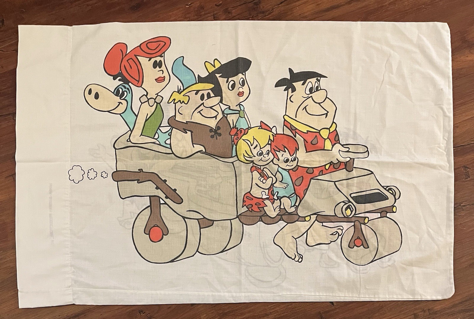 Vintage Flintstones Pillowcase / Hanna-Barbera / 30” x 20” / used
